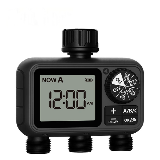 3 Outlet Garden Water Timer with Rain Delay