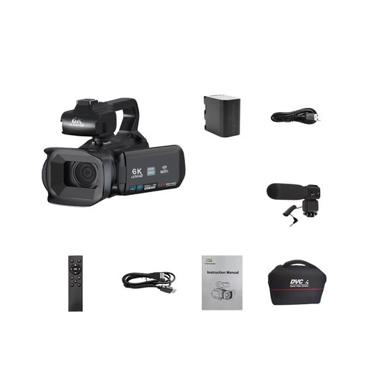 Portable 6K Camera 18X Zoom Mic 128GB Card