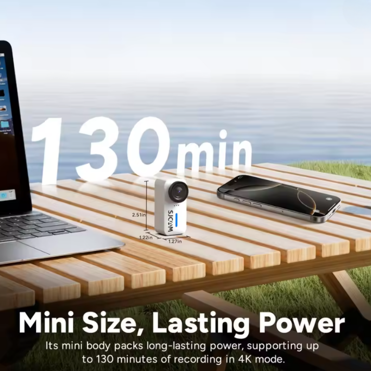 White 4K Action Camera with 135 Degree Wide Angle Lens