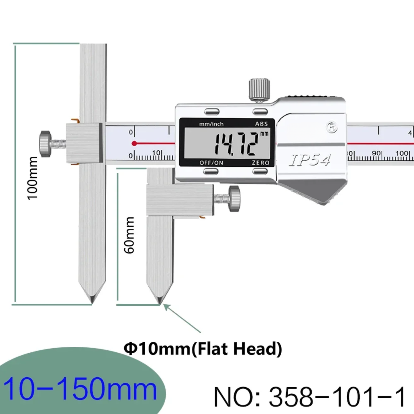 Digital 10–150mm 1 Caliper with Center Distance Probe