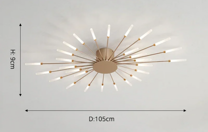 Matte Gold LED Ceiling Lamp 28 Lights for Living Room