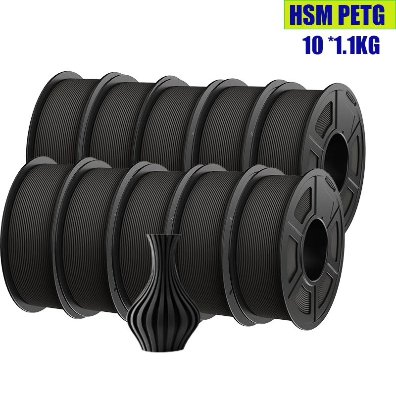 PETG 10 Rolls for 3D Printing Smooth Matte Black