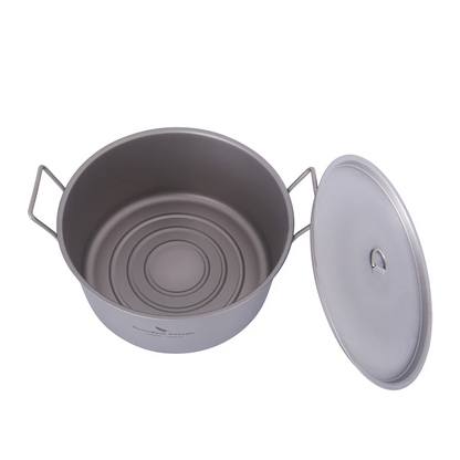 5L Titanium Camping Pot with Lid and Folding Handles