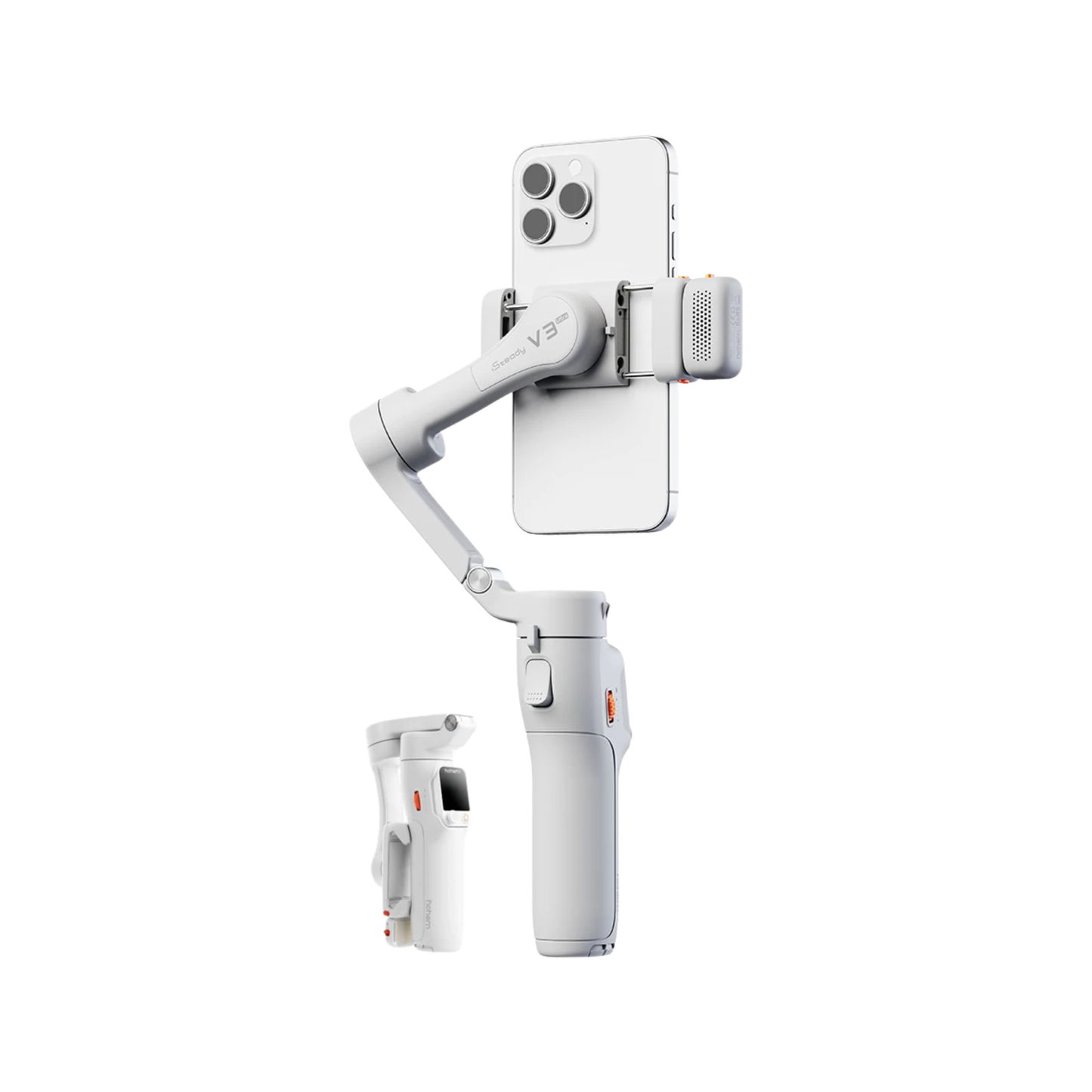 White Smartphone Gimbal with AI Tracking & Fill Light