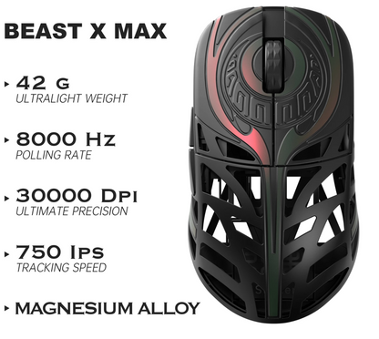 45g Wireless Gaming Mouse PAW3950HS Lotus 8K Polling