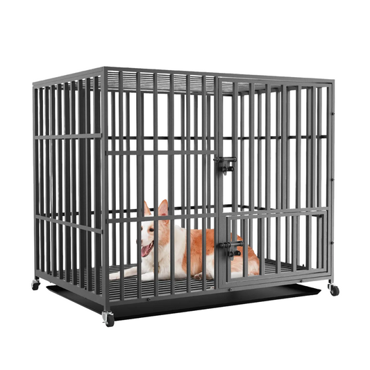 37” Metal Pet Crate with 3 Secure Doors & Tray