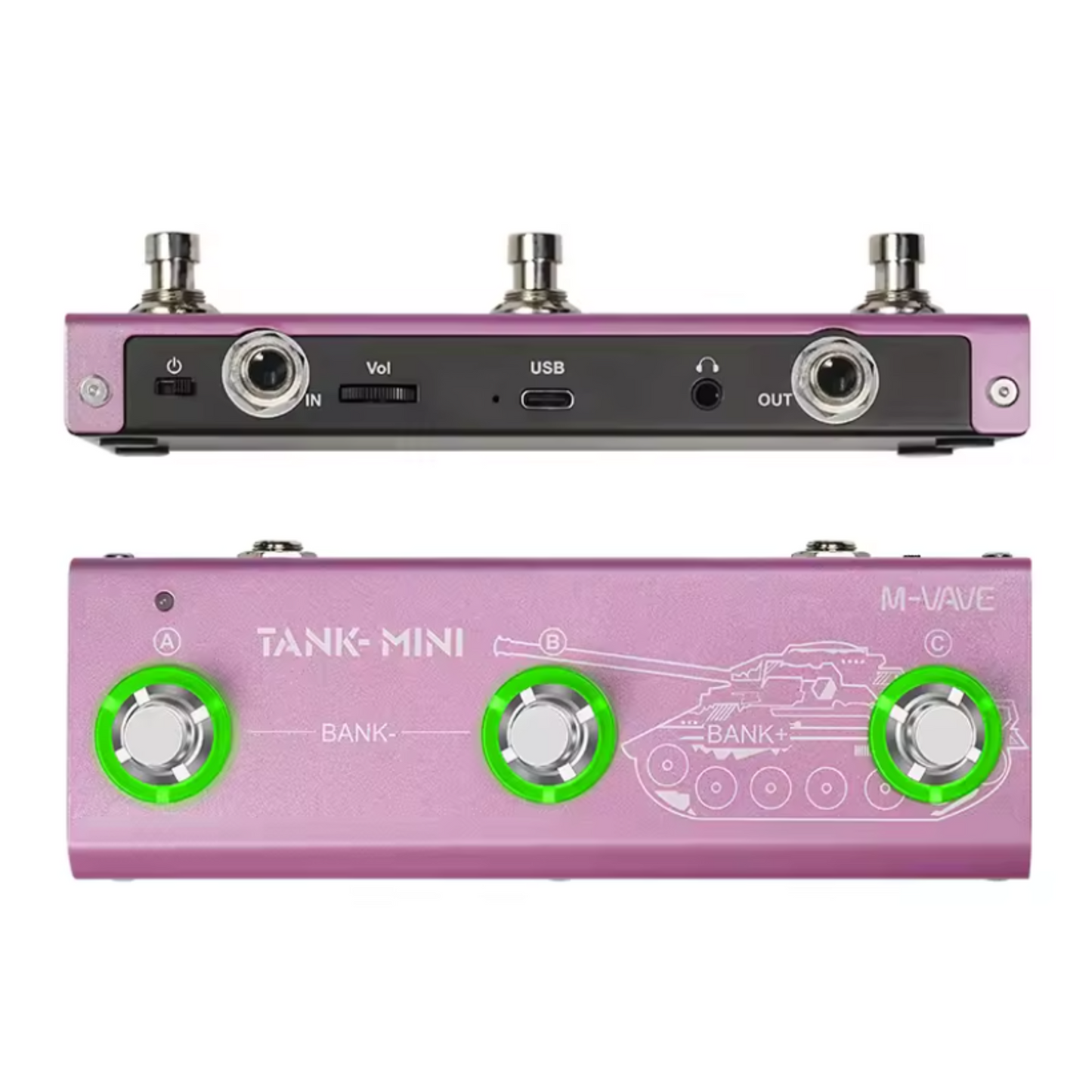 Mini Bass Effects Processor with Rechargeable Battery and Presets