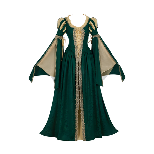Women Medieval Renaissance Dress with Lace and Wide Sleeves