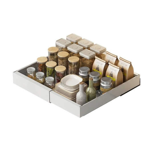 Expandable Sliding Cabinet Drawer Organizer 52cm White