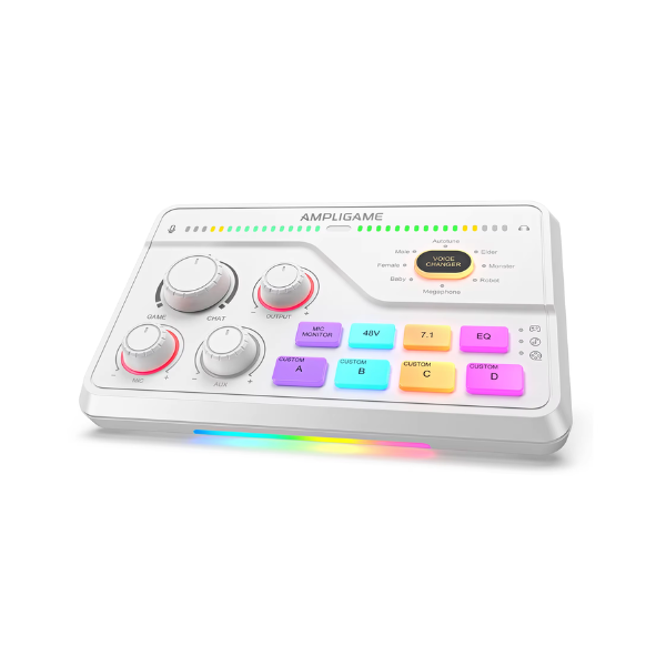 RGB Audio Mixer with Voice Changer for Gaming and Streaming