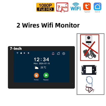 7 Inch Wireless Video Doorbell Monitor 1080p Smart Intercom