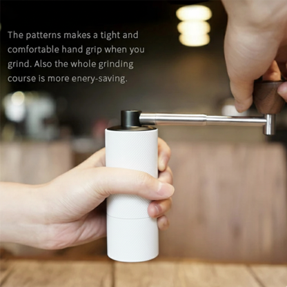 Portable Manual Coffee Grinder Adjustable Burr Mill White