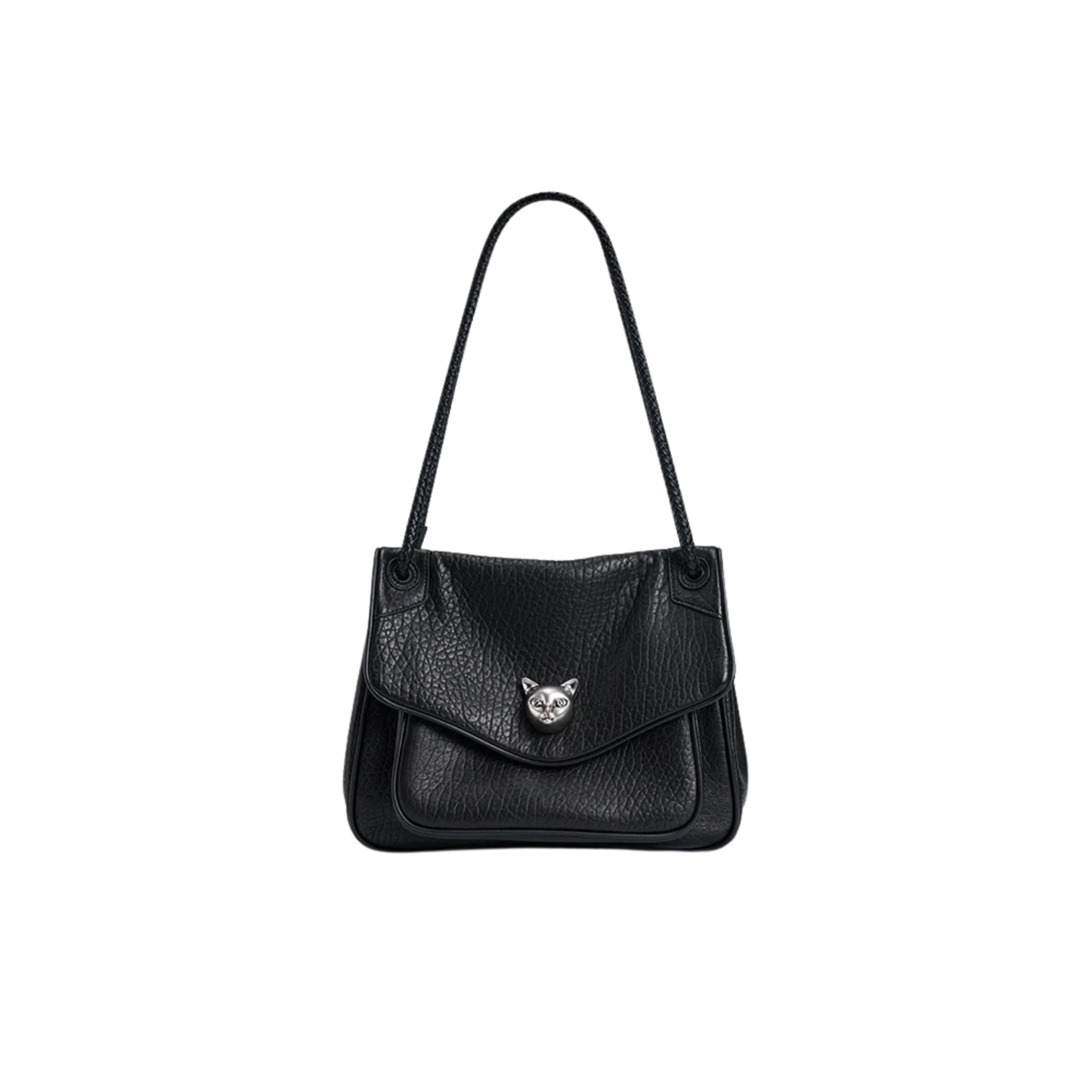 Trendy Black Woven Tote Bag Leather Shoulder Bag