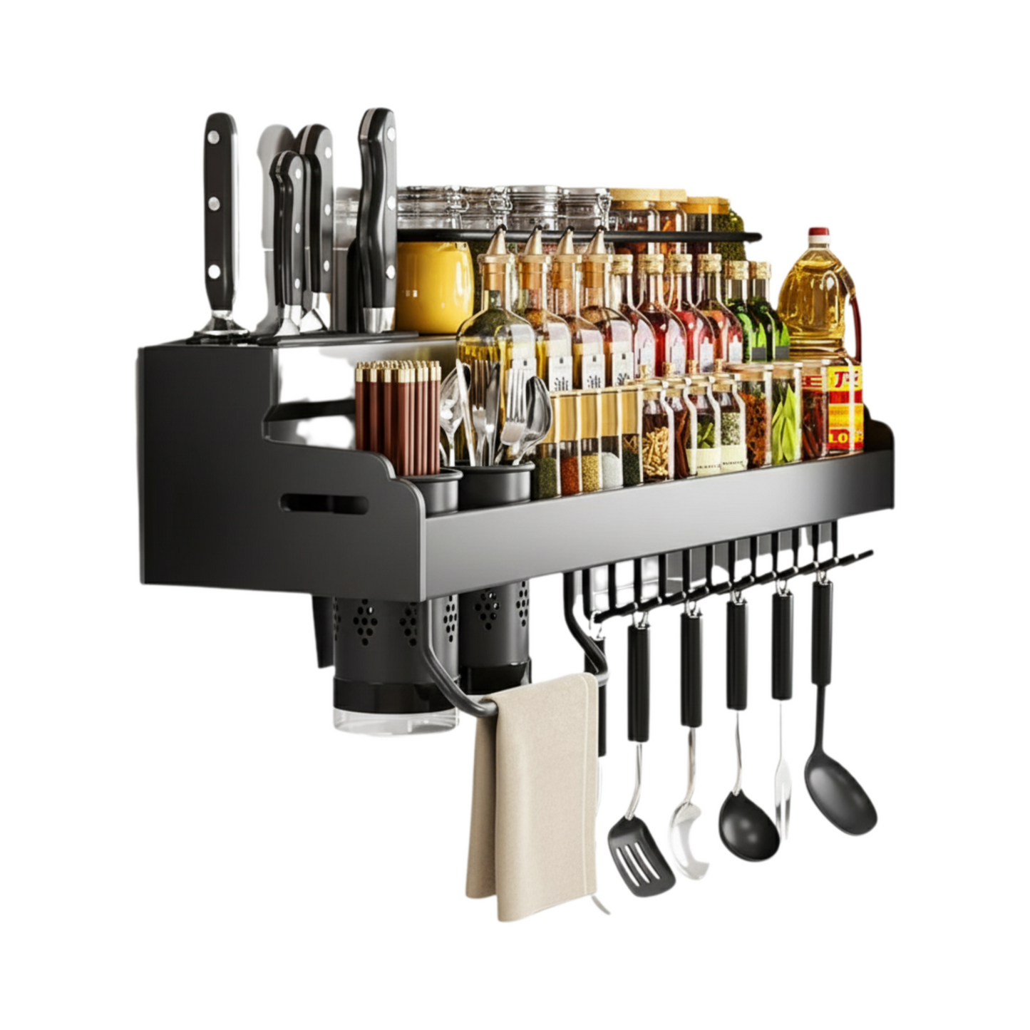 40cm Double Layer Kitchen Organizer Shelf with Knife Holder