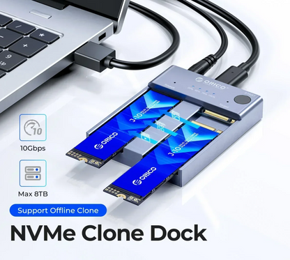 Dual Bay M.2 NVMe SSD Cloner USB-C 8TB