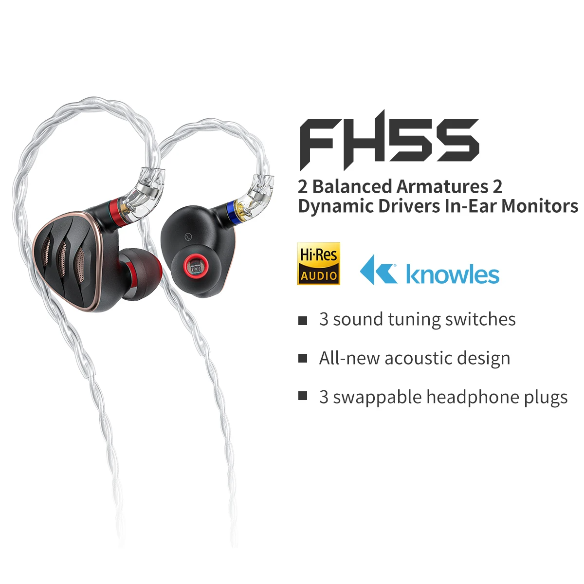2BA+2DD HiFi In-Ear Earphones with High Fidelity Sound
