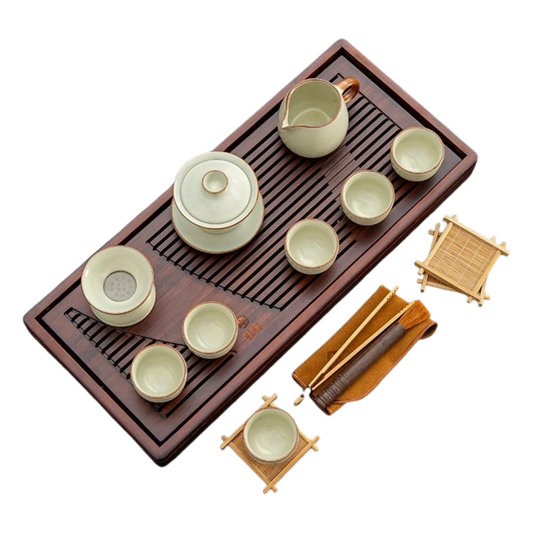Ceramic Kung Fu Tea Set Pale Green 27-Piece