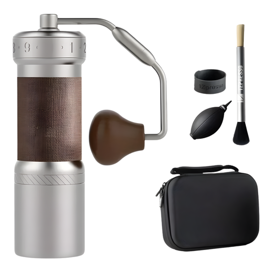 Compact Hand Coffee Grinder Adjustable Burr Silver