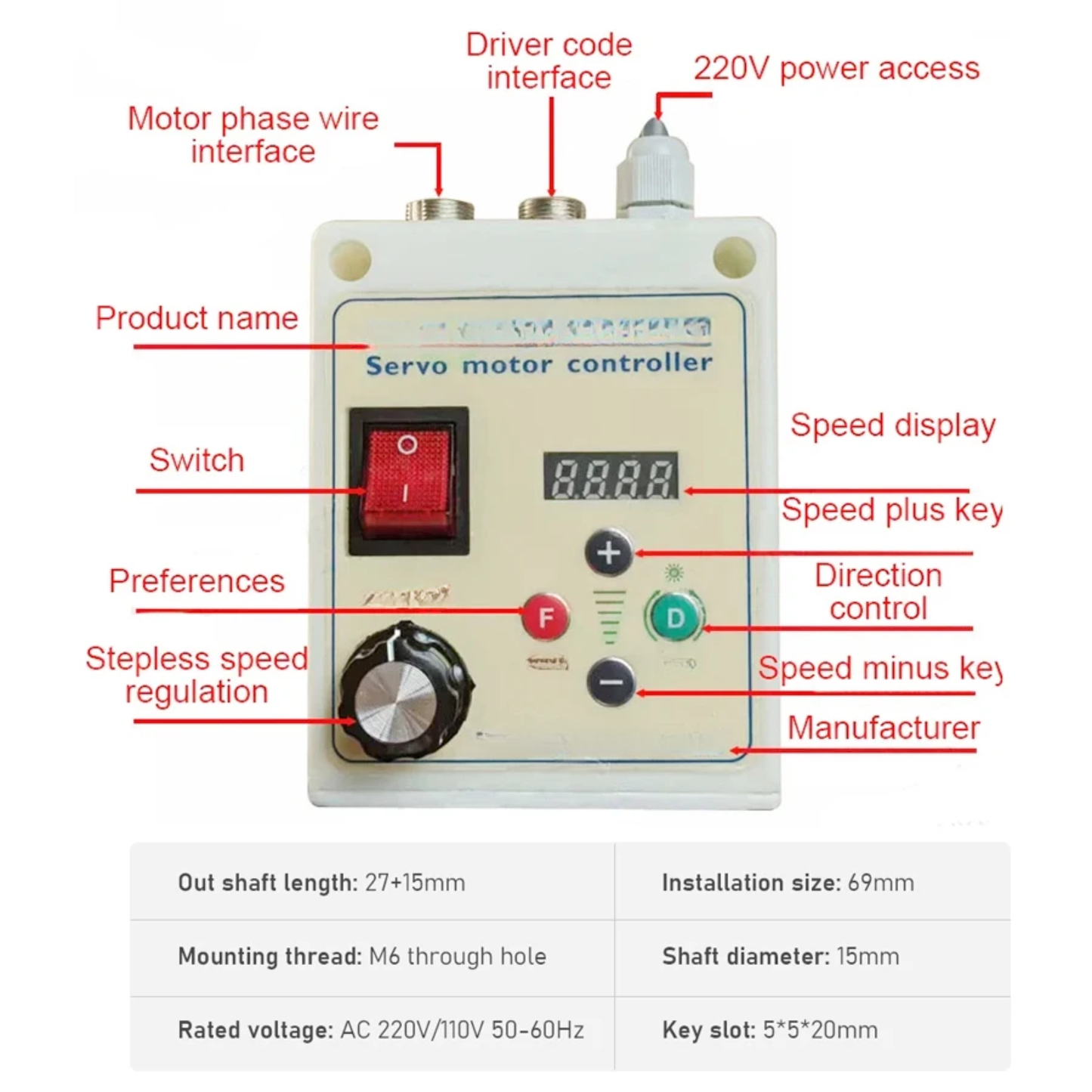 550W Adjustable Servo Motor for Light Machinery