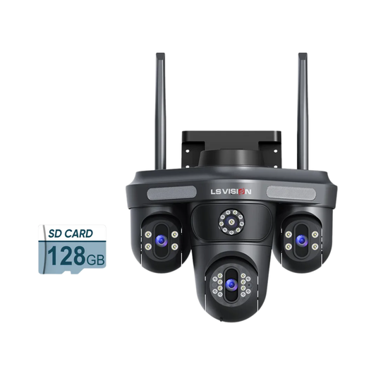Outdoor 3 Screen Wireless Security Camera 10X Zoom 128G