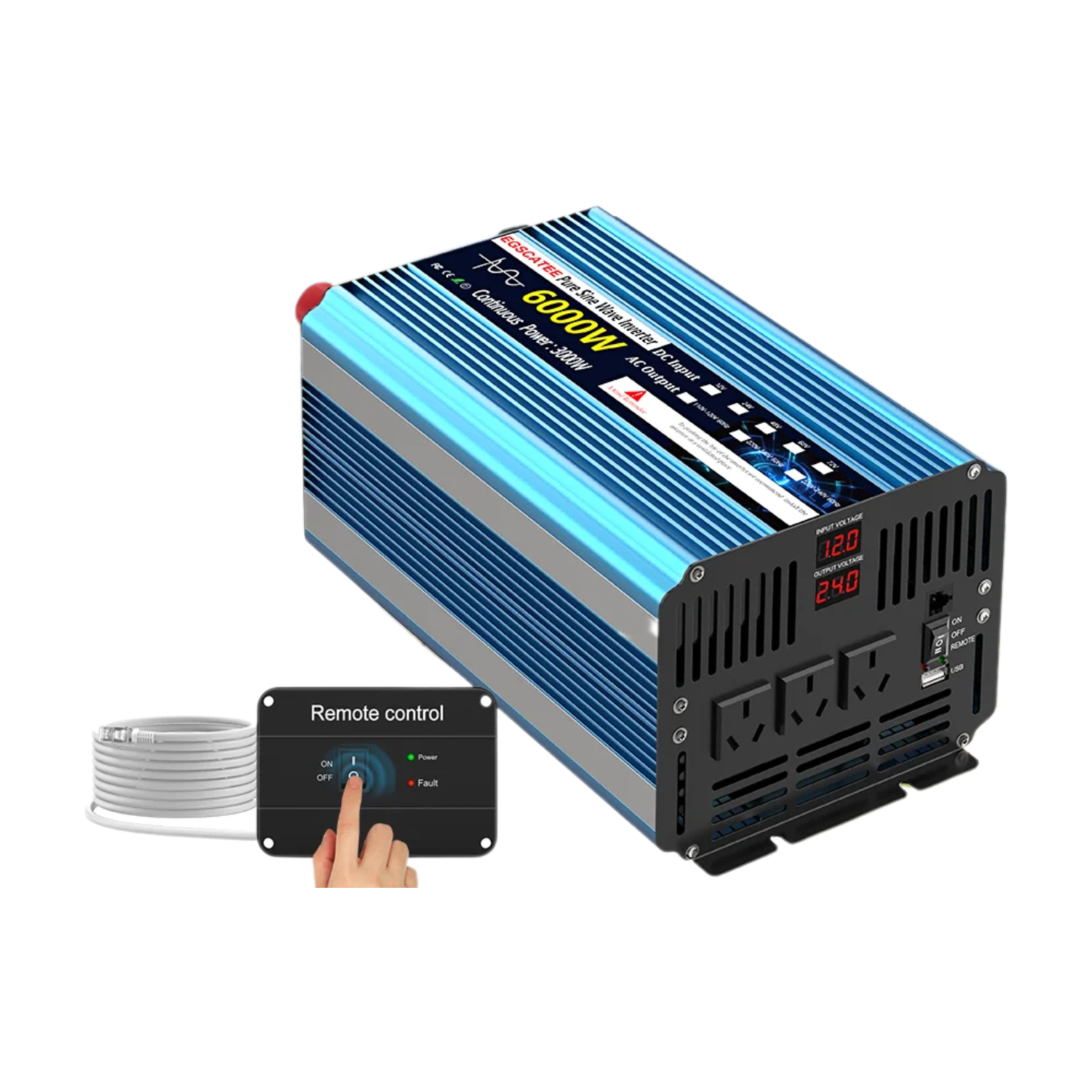 12V to 240V Pure Sine Wave Power Inverter 6000W