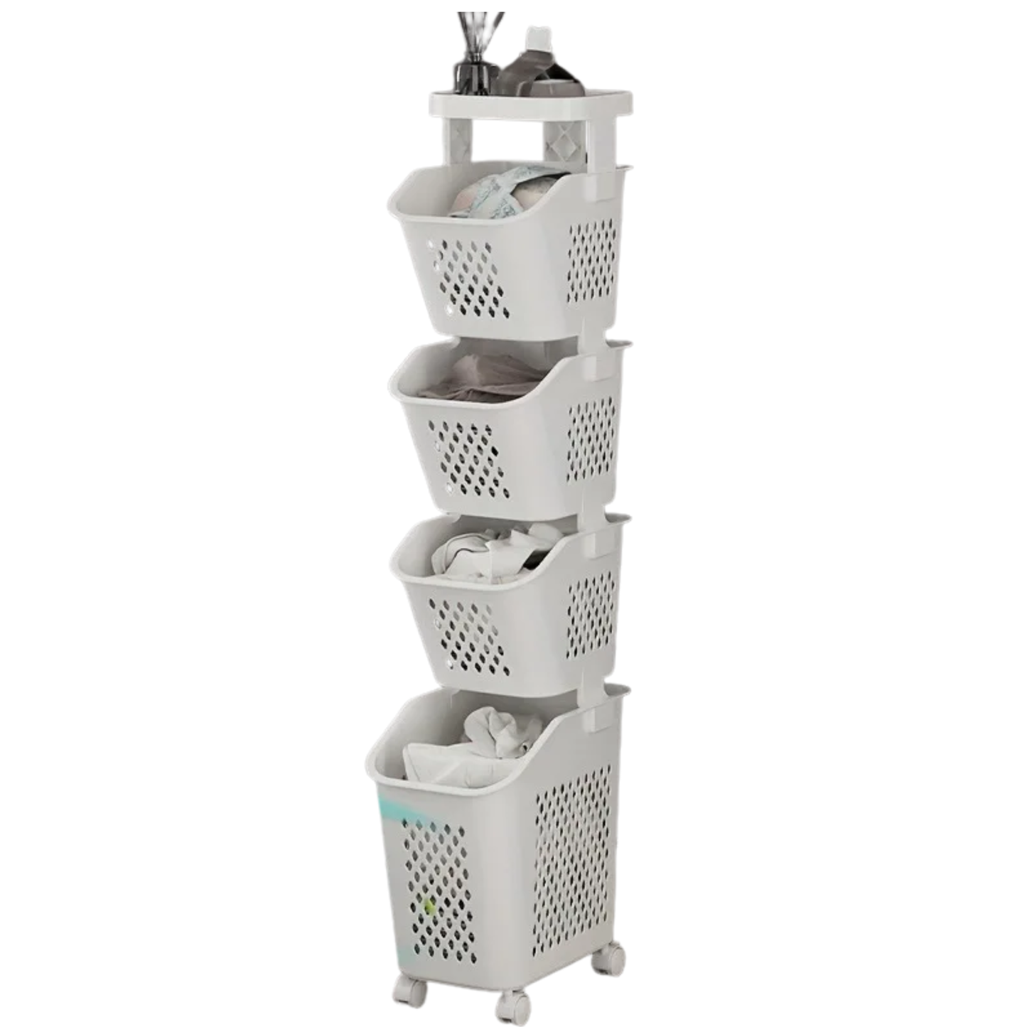 Multilayer Laundry Basket with Wheels for Home Storage