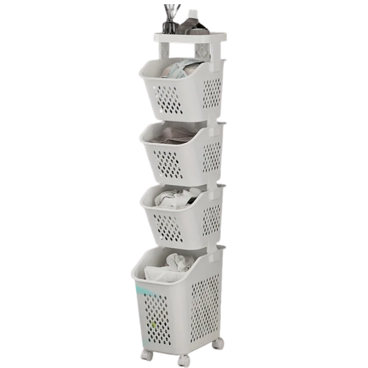 Multilayer Laundry Basket with Wheels for Home Storage