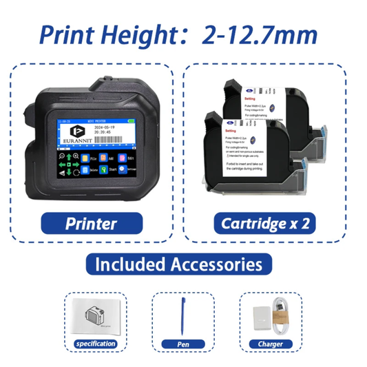 Mini Inkjet Printer with Two Inks for QR and Barcode