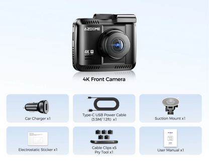 4K Dash Cam with GPS Wi-Fi and 64GB Card