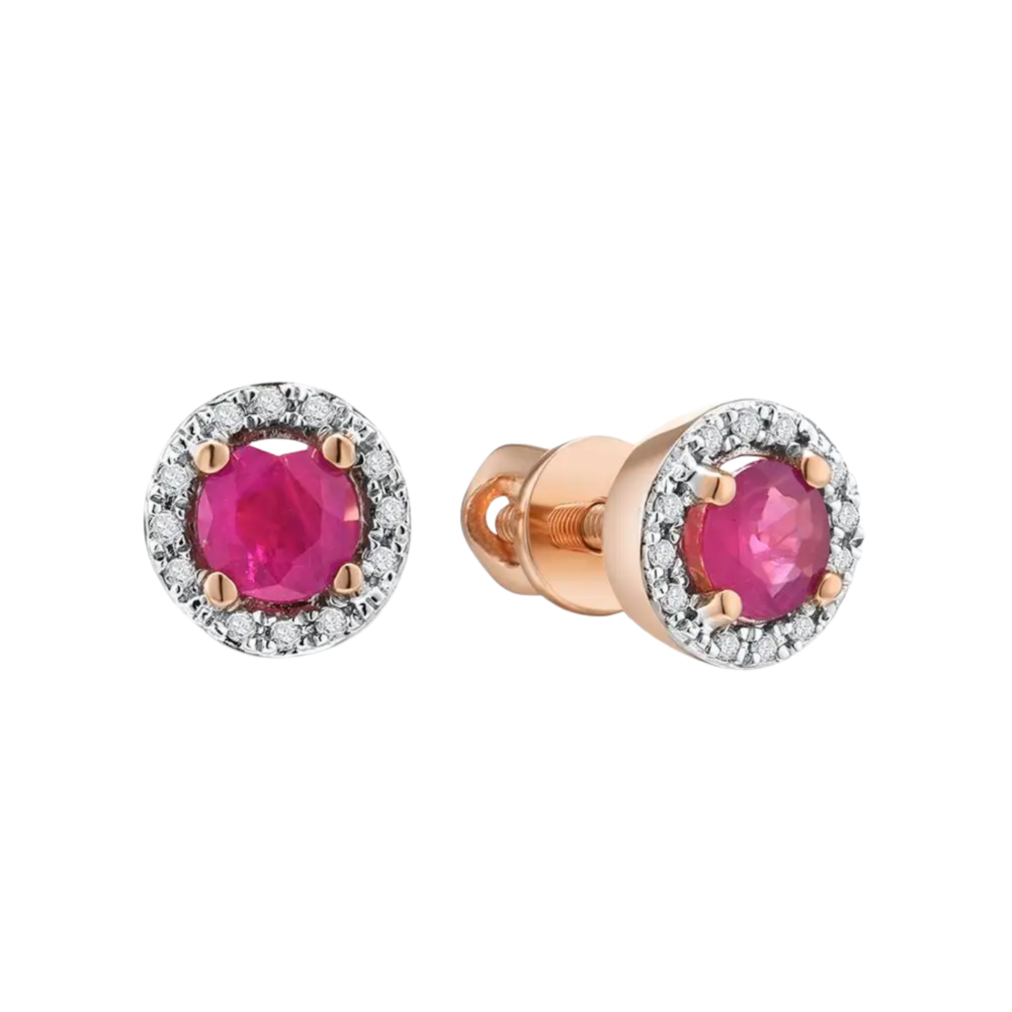 Women’s 14K Yellow Gold Ruby Screw Earrings
