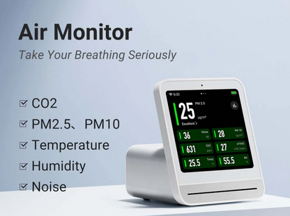 Smart Air Quality Meter White Detects PM2.5 CO2 Humidity