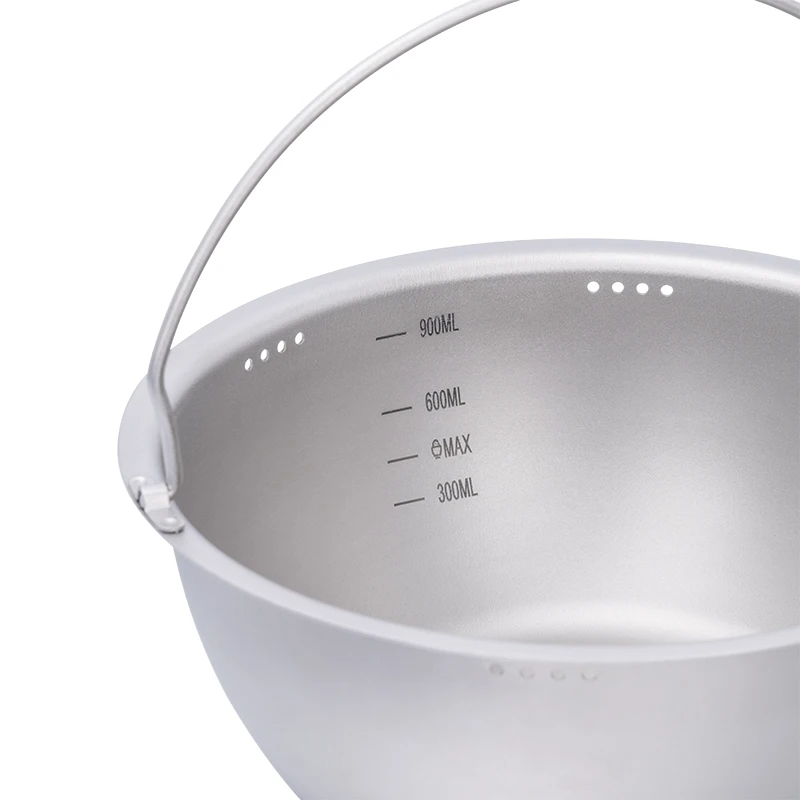 Portable Titanium Camping Pot 2L Rice Soup Cooker