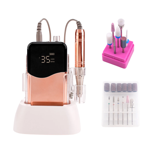 Cordless 35000RPM Nail Drill with Charging Base Rose Gold