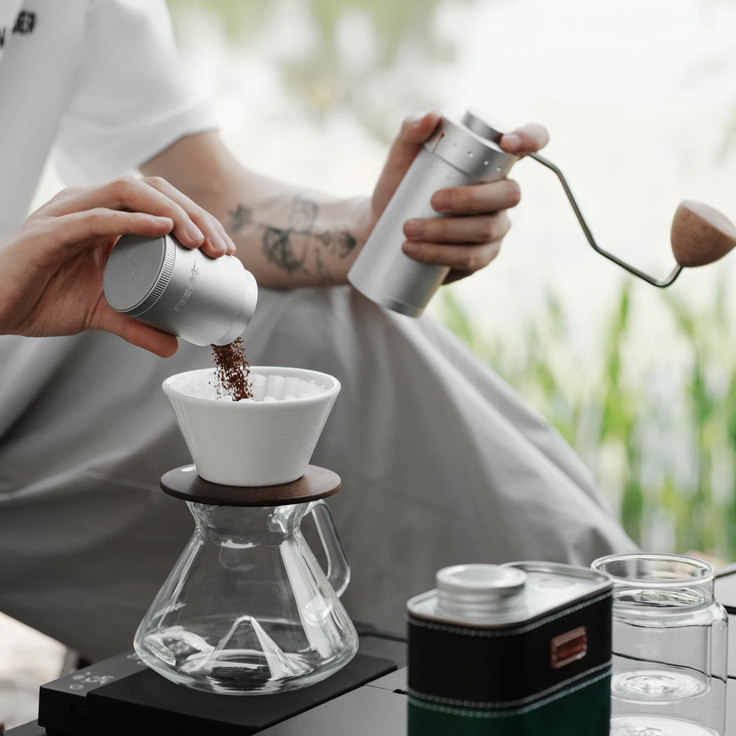 Stainless Steel Manual Coffee Grinder with Adjustable Conical Burr