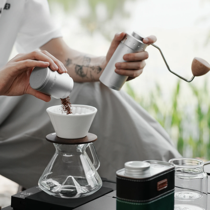 Stainless Steel Manual Coffee Grinder with Adjustable Conical Burr