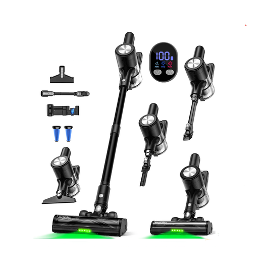 55Kpa Cordless Stick Vacuum Cleaner 55min Runtime Anti-Tangle Brush