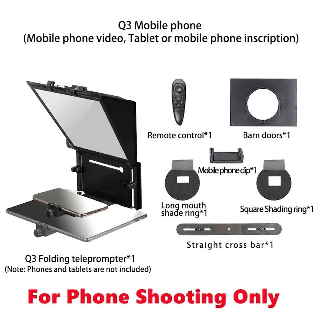 Foldable Teleprompter for 12 Inch Tablets and Phones