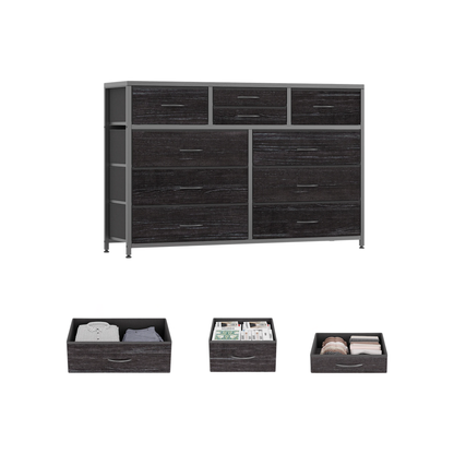 Modern 10 Drawer Fabric Dresser Organiser Black