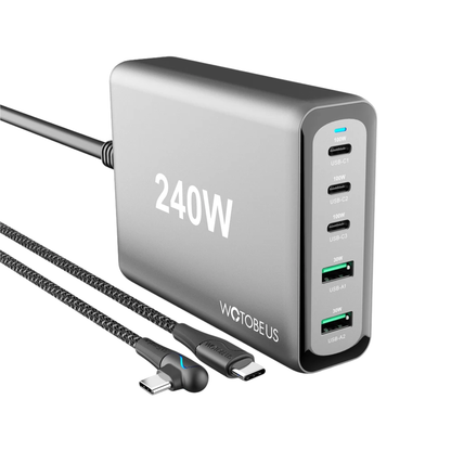 240W GaN 5-Port USB C Fast Charger with 5A Cable