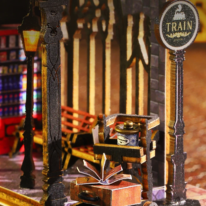 Wooden Secluded City Dollhouse Kit with Furniture and Cover