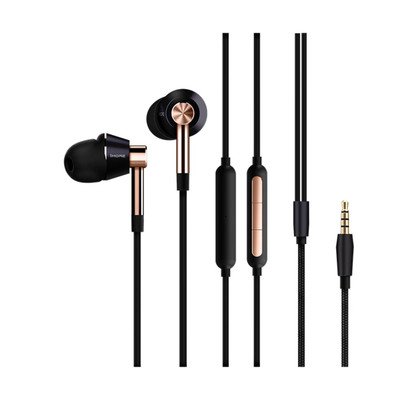 Triple Driver In Ear Headphones with Mic Gold