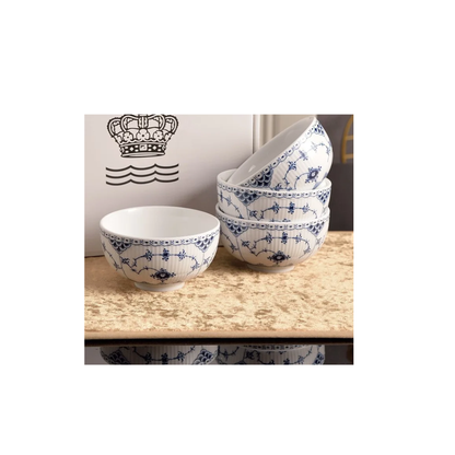 4.5in Blue Porcelain Tea Cup Set 4pcs
