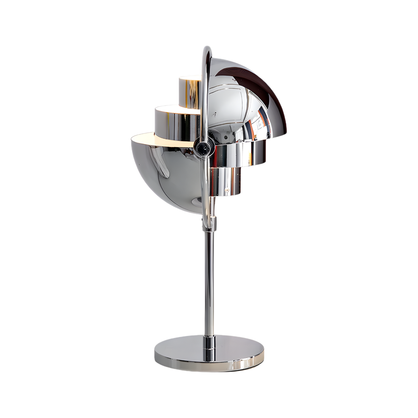 Minimalist Chrome Metal Desk Lamp with LED Option