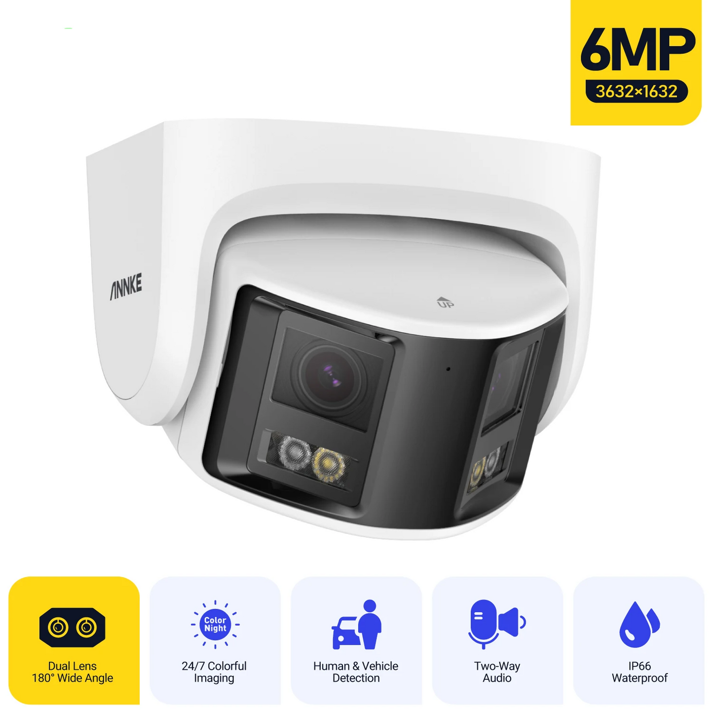Wide-Angle 6MP Duo Lens POE Camera Outdoor