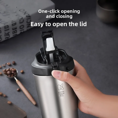 600ml Titanium Vacuum Thermos Cup Insulated Travel Mug Straw