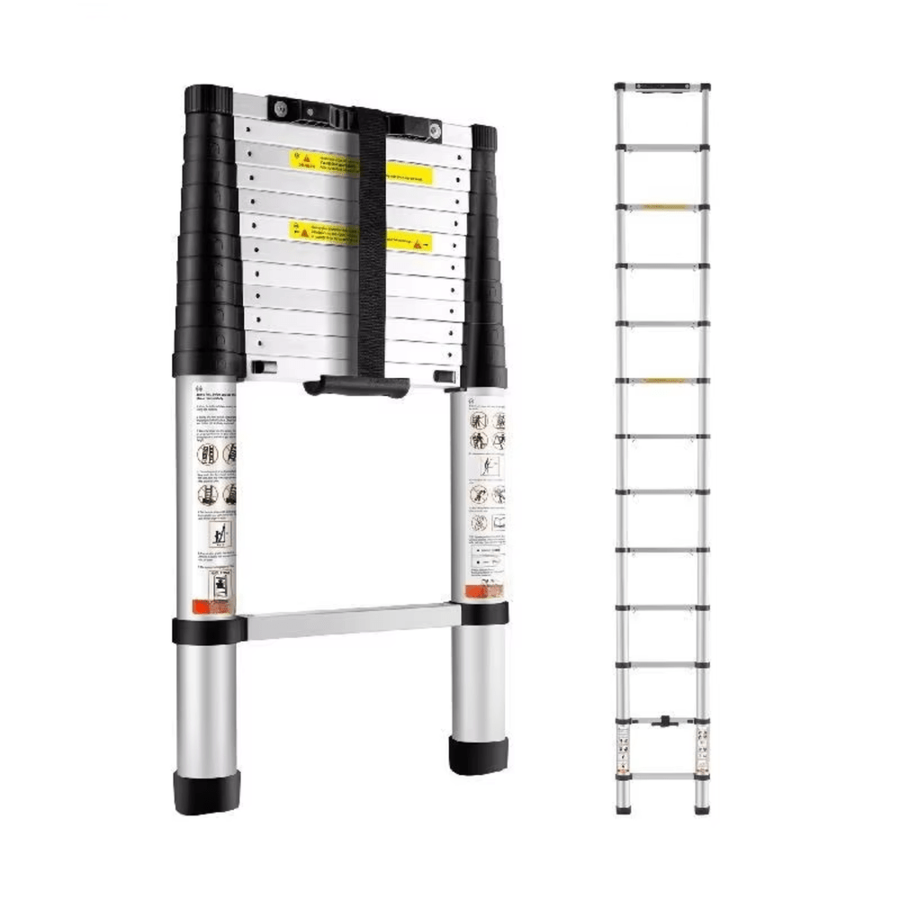 Telescoping Ladder 3.8 meters Aluminum with One-Button Retraction and 170 kg Capacity
