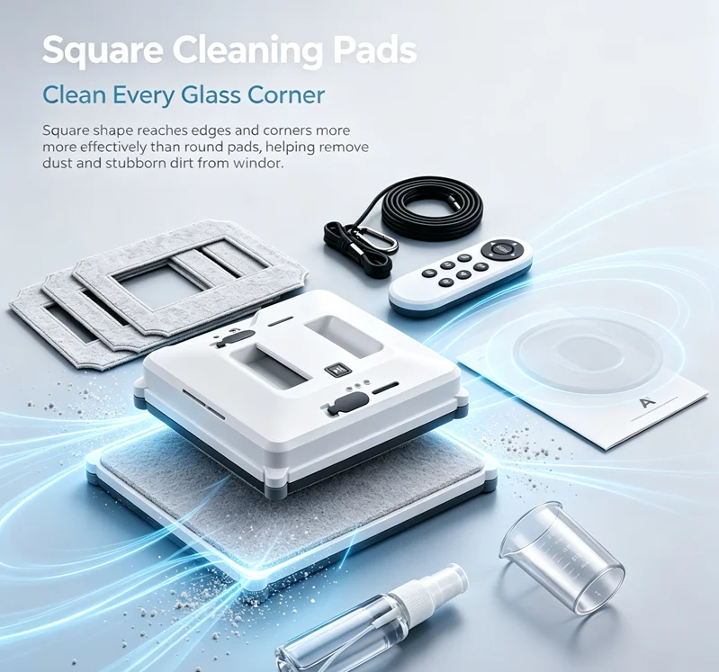 Electric Window Cleaning Robot with 55N Vacuum Suction