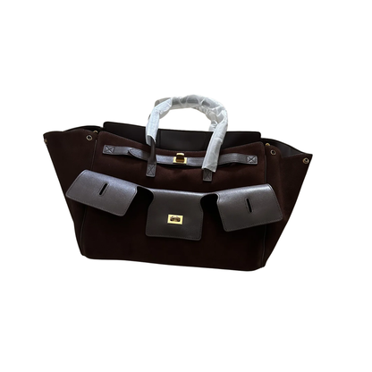 Neutral Leather Top Handle Bag Everyday Use