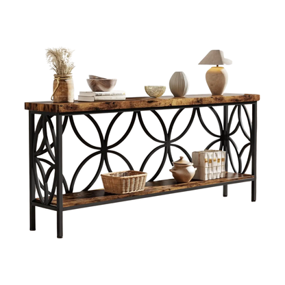 Sofa Table with Storage for Entryway & Living Room