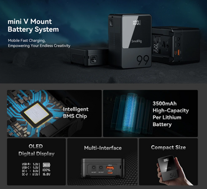Compact V-Mount Battery 3400mAh Fast Charging